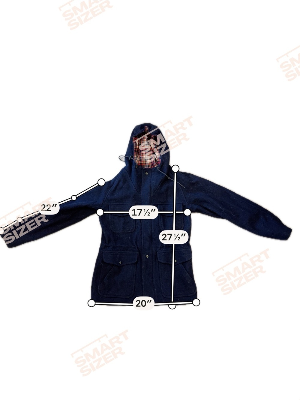 Vtg 70’s Lobo Pendleton Women’s Size 38 Hooded Navy Wool Coat With Plaid Lining - Picture 6 of 6